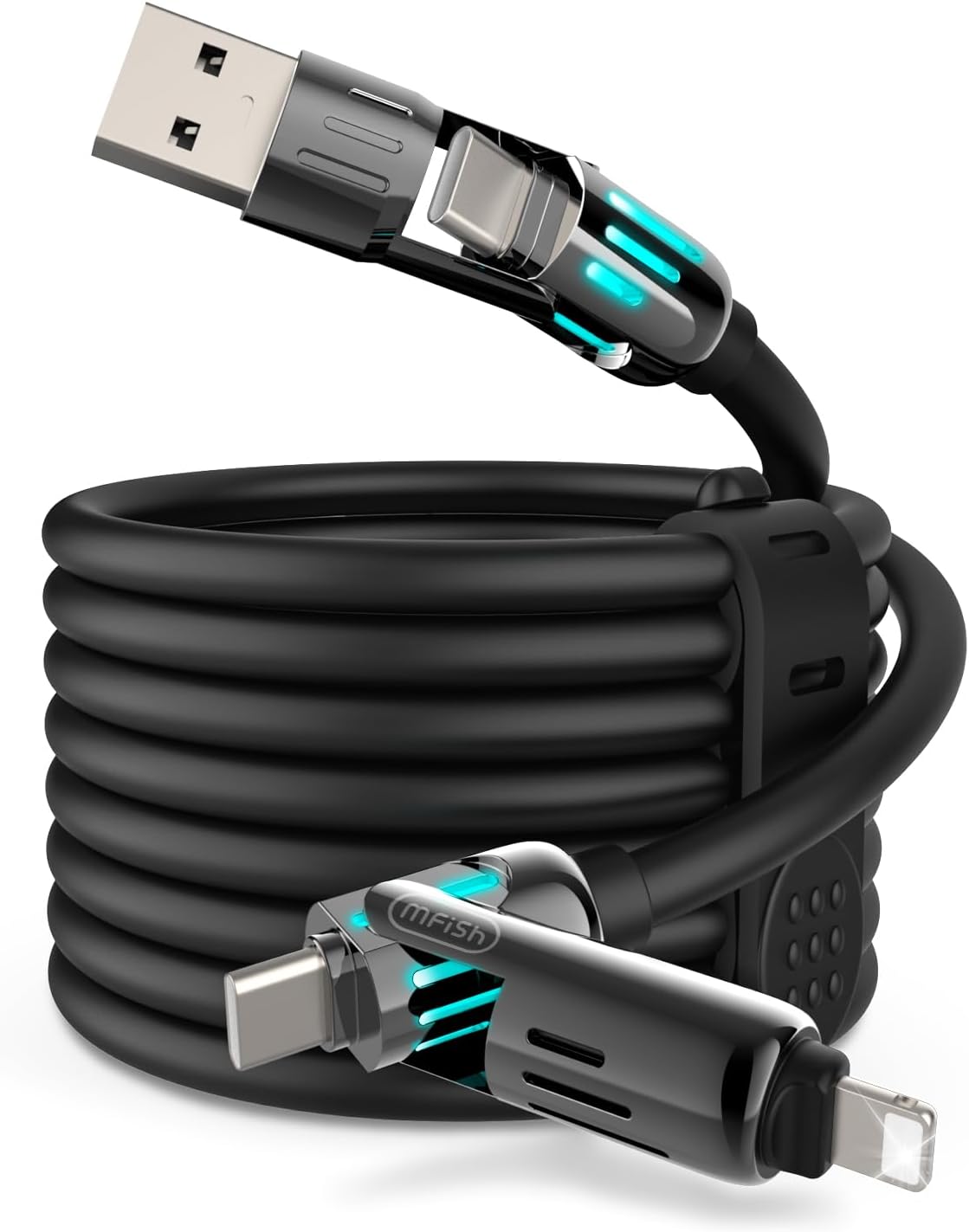 ChargeMaster™ 240W 4-in-1 USB-C Fast Charging Cable with Free Storage Bag – Universal 4-Device Compatibility