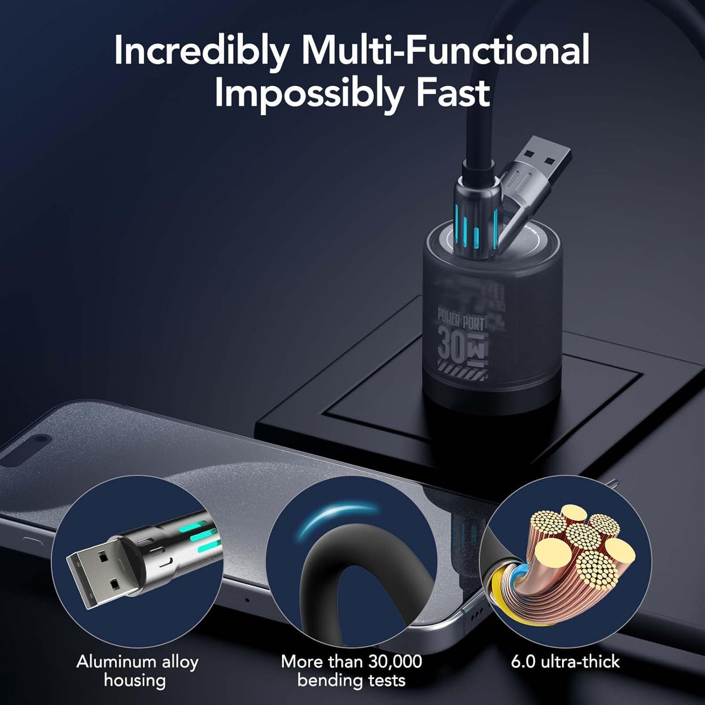 ChargeMaster™ 240W 4-in-1 USB-C Fast Charging Cable with Free Storage Bag – Universal 4-Device Compatibility