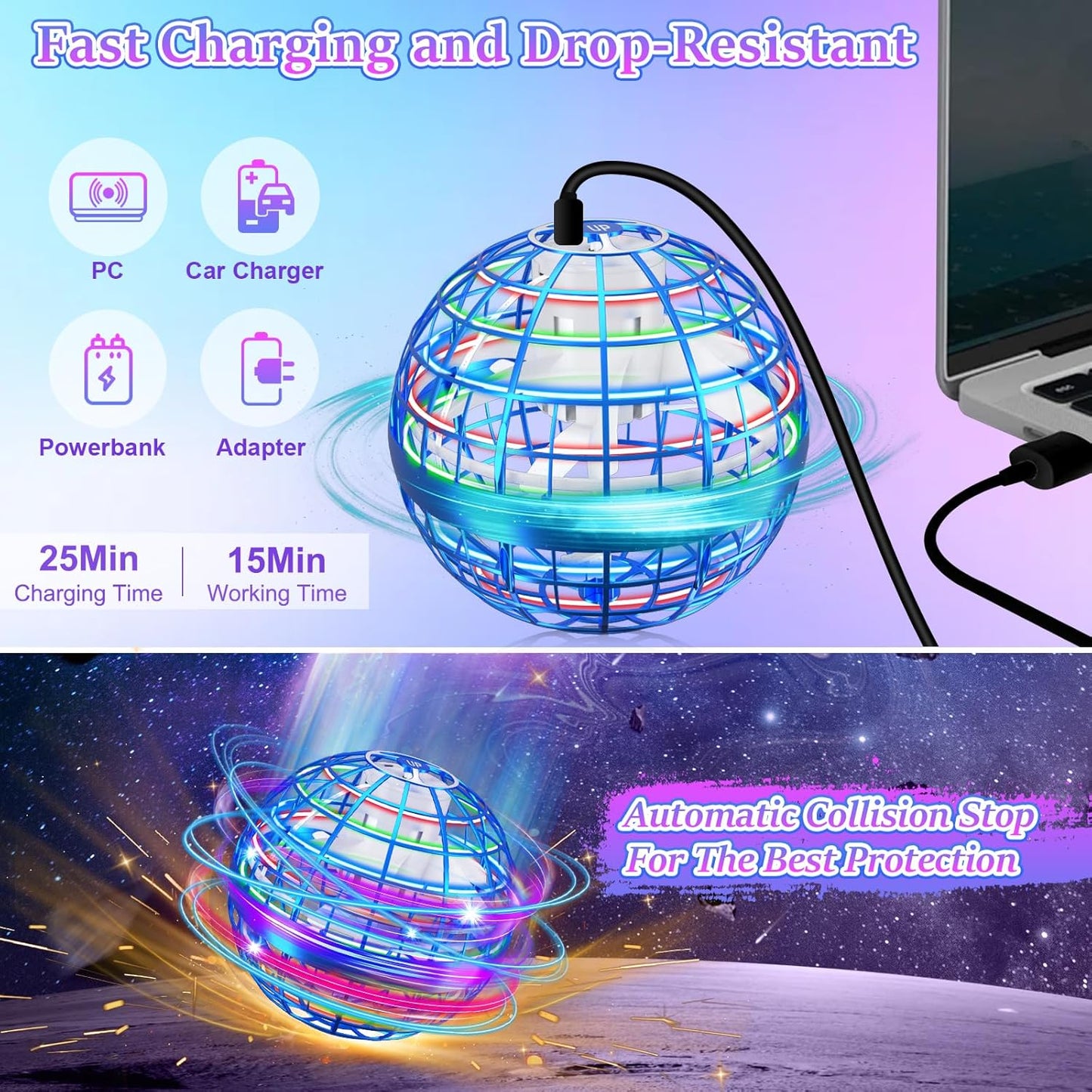 Magic Flying Orb Ball – RGB Hand-Controlled Mini Drone